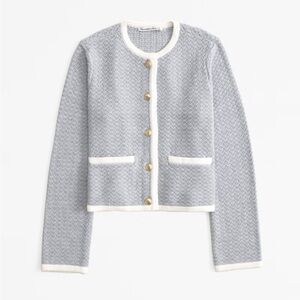 [A&F] Textural Crew Sweater Jacket